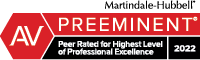 Martindale-Hubbell - AV Preeminent - Peer rated for highest level of professional excellence 2022